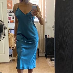 silky blue dress